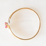 Anello vintage in oro giallo e bianco 18K con rubino sintetico (0.07ct ca.), anni ‘60/‘70