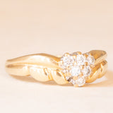 Anello vintage in oro giallo e bianco 9K con diamanti di taglio brillante (0.18ctw ca.), anno ‘1988
