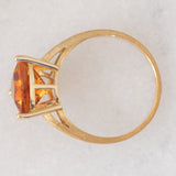 Solitario in oro giallo 9K con quarzo citrino di taglio trillion (1.93ct)
