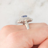 Anello ballerina vintage in platino con tanzanite (1.63ct) e diamanti (1.13ctw), anni ‘80/‘90