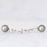 Orecchini pendenti vintage in oro bianco 14K con perle nere e diamanti (0.76ctw), anni ‘90