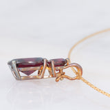 Collana vintage in oro giallo 8K con granati e diamanti, anni ‘70/‘80