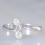 Toi et Moi vintage in oro bianco 14K con diamanti di taglio brillante (0.40ctw ca.), anni ‘70/‘80