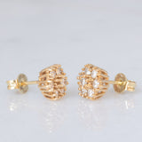 Orecchini a margherita vintage in oro giallo 14K con diamanti di taglio brillante (0.50ctw ca.)