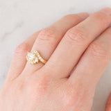 Anello a fiore vintage in oro giallo 18K con diamanti (0.92ctw), anni ‘80