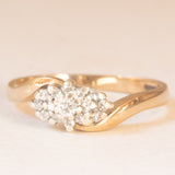 Anello vintage in oro giallo e bianco 9K con diamanti (0.08ctw ca.), anno 1991