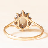 Anello a margherita vintage in oro giallo 9K con opale (0.20ct ca.) e zaffiri (0.40ctw ca.), anno 1990