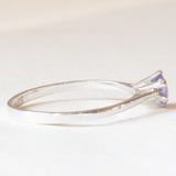 Solitario vintage in oro bianco 9K con tanzanite (0.15ct ca.), anni ‘90