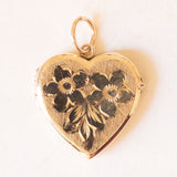 Ciondolo portafoto vintage con lamina in oro giallo 9K su metallo, anni ‘50/‘60