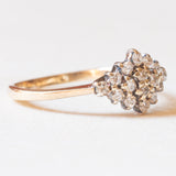 Anello vintage in oro giallo e bianco 9K con diamanti di taglio brillante (0.16ctw ca.), anni ‘70