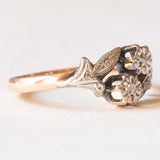 Anello Toi et Moi Art Nouveau in oro giallo 18K e argento con diamanti di taglio rosetta, anni ‘10/‘20