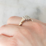 Anello a fiore vintage in oro giallo 9K con diamanti (0.25ctw ca.), anni ‘80