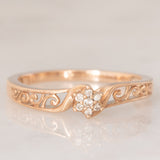 Anello vintage in oro rosa 9K con diamanti (0.03ctw ca.), anni ‘90