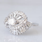 Anello ballerina vintage in oro bianco 18K con diamanti (1ctw ca.), anni ‘80