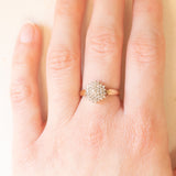 Anello a fiore vintage in oro giallo e bianco 9K con diamanti (0.18ctw ca.), anno 1994