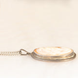 Collana antica con catenina in argento e con ciondolo in argento con cammeo, primi del ‘900