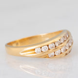 Anello a fascia vintage in oro giallo 18K con diamanti di taglio brillante (1ctw ca), anni ‘70