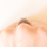 Anello Art Déco in oro giallo 14K e argento con diamanti (0.24ctw ca.), anni ‘20/‘30