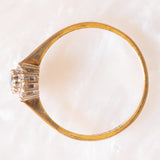 Anello a margherita vintage in oro giallo 9K con zaffiro (0.30ct ca.) e diamanti (0.07ctw ca.)