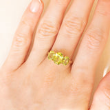Trilogy vintage in oro giallo 9K con peridoti (3ctw ca.)