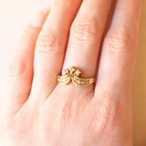 Anello vintage in oro giallo 14K con diamanti di taglio brillante (0.30ctw ca.), anni ‘70