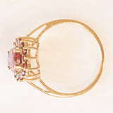 Anello a margherita vintage in oro giallo 9K con granati (1.40ctw ca.), anno 2006