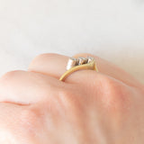 Trilogy vintage in oro giallo e bianco 14K con diamanti di taglio brillante (0.30ctw ca.), anni ‘60/‘70