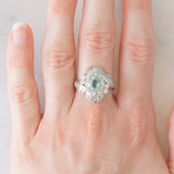 Anello ballerina moderno in platino con tormalina Paraiba (1.26ct) e diamanti (1.36ctw), anni ‘2000