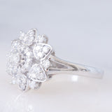 Anello a fiore vintage in platino con diamanti (0.55ctw), anni ‘80