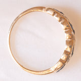 Anello vintage in oro giallo 9K con zaffiri (0.32ctw ca.) e diamanti (0.06ctw ca.), anno 1994
