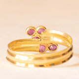 Anello vintage in oro giallo 18K con rubini sintetici (0.30ctw ca.), anni ‘60