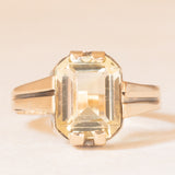 Anello vintage in stile Art Déco in oro giallo 8K con quarzo citrino (2.50ct ca.), anni ‘50