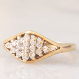 Anello vintage in oro giallo 9K con diamanti (0.19ctw ca.), anni ‘70/‘80