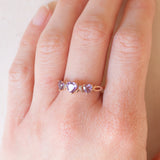 Anello vintage in oro rosa 9K con ametiste (0.90ctw ca.) e diamanti, anni ‘80/‘90