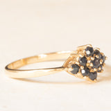 Anello vintage in oro giallo 9K con zaffiri (0.45ctw ca.), anno 1982