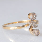 Toi et Moi Art Nouveau in oro giallo 14K con diamanti di taglio vecchia Europa (0.24ctw ca.) e diamanti di taglio rosetta, anni ‘20