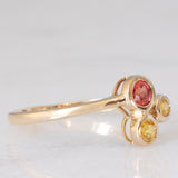 Trilogy astrattato in oro giallo 8K con topazi colorati (0.30ctw ca.), anni ‘70/‘80