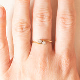 Toi et Moi vintage in oro giallo e bianco 18K con diamanti di taglio vecchia Europa (0.06ctw ca.), anni ‘60