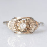 Solitario Art Déco in oro bianco 14K con diamante di taglio brillante (0.05ct ca.), anni ‘30