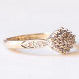 Anello vintage in oro giallo e bianco 9K con diamanti (0.15ct ca.), anni ‘70
