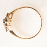 Anello vintage in oro giallo 9K con zaffiri (0.45ctw ca.), anno 1982