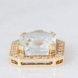 Ciondolo a margherita in oro giallo 14K con acquamarina (3.30ct ca.) e diamanti (0.22ctw ca.), anni ‘70