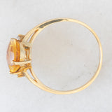 Solitario in oro giallo 9K con quarzo citrino di taglio a cuore (2.18ct ca.) e diamanti