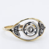 Anello antico in oro giallo 18K e argento con diamanti di taglio rosetta, primi del ‘900