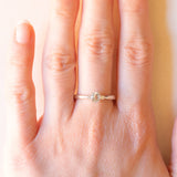 Trilogy vintage in oro bianco 9K con acquamarina (0.30ct ca.) e diamanti di taglio brillante (0.05ctw ca.)