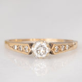 Solitario vintage in oro giallo 9K con diamanti (0.20ctw ca.)