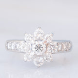 Anello a fiore vintage in platino con diamanti (1ctw), anni '80