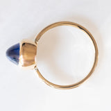Solitario vintage in oro giallo 18K con zaffiro cabochon (2.50ct ca.), anni ‘60/‘70