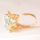 Anello da cocktail vintage in oro giallo 18K con acquamarina (7.50ct ca.), anni ‘60/‘70