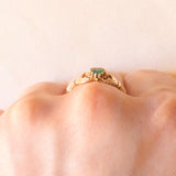 Anello Claddagh vintage in oro giallo 9K con crisoprasio, anno 1992